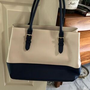 Anne Klein Navy and Cream Tote Bag